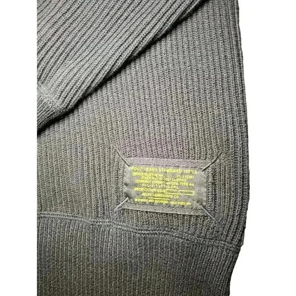 Polo Ralph Lauren Sweater Mens Medium Black 1/4 Zip Fishermans Knit Pullover - Picture 7 of 11